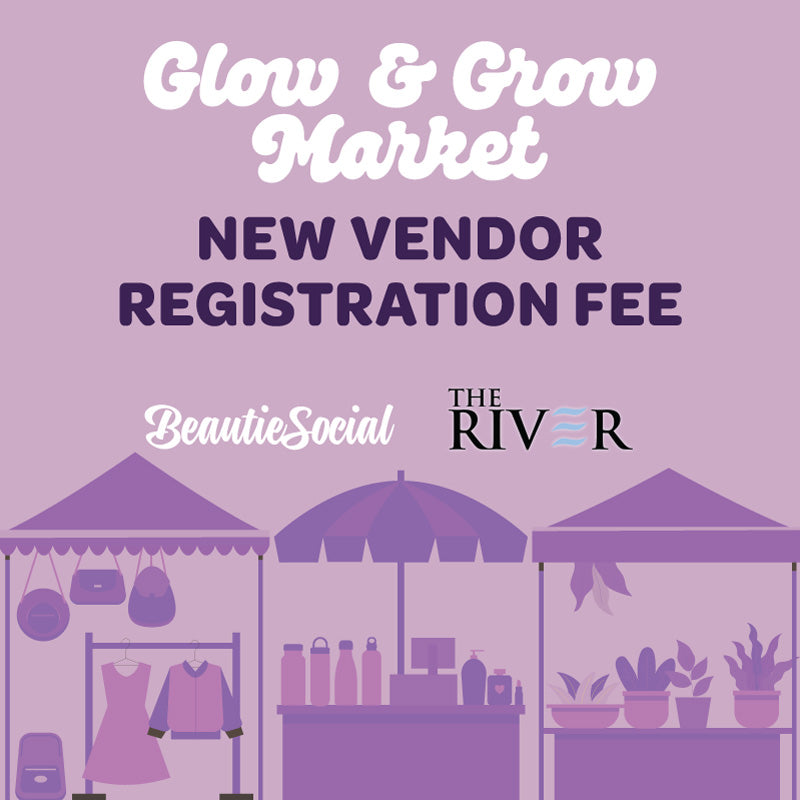 Glow & Grow Market New Vendor Fee on purple background