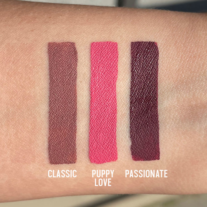 Love & Roses Liquid Lipstick arm swatches with names