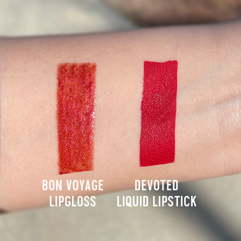 Lipgloss in shade Bon Voyage and Lipstick in shade Devoted